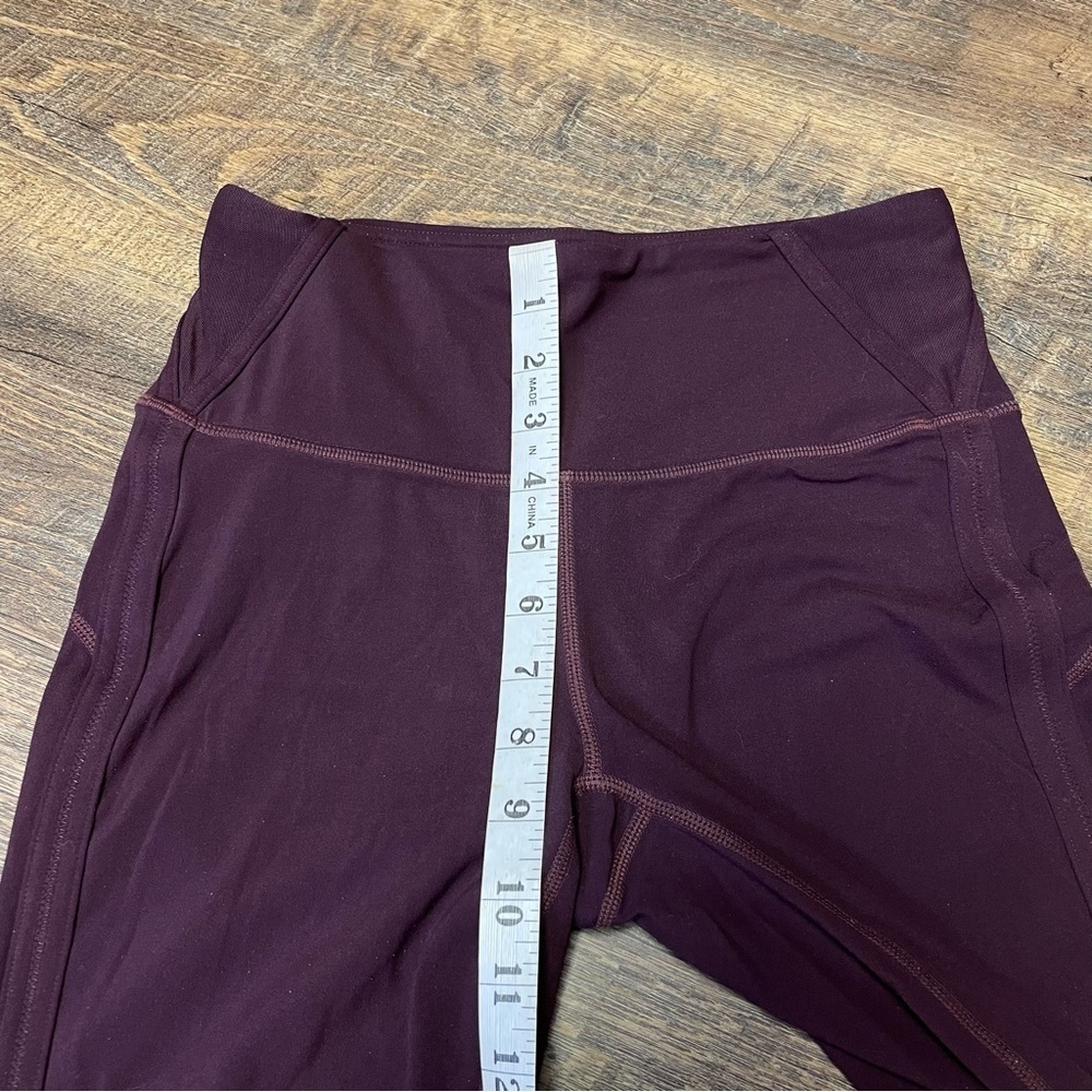 Athleta Peekaboo 7/8 Tight Leggings Womens Small Wine High Rise Mesh Yoga - Picture 4 of 12